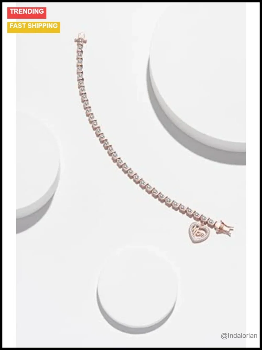 14K Rose Gold Plated Bronze Diamond Accent Mom Charm Bracelet 7.25in